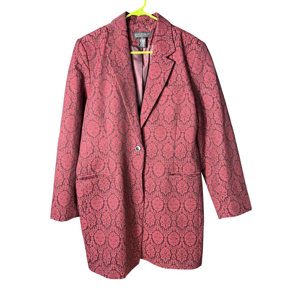 Dialogue women’s maroon and black tapestry coat 16 vintage
